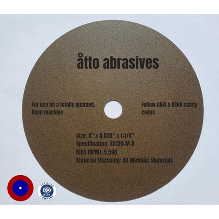 ATTO ABRASIVES Non-Reinforced Resinoid Cut-off Wheels 8" x 0.020" x 1-1/4" 1W200-050-PG